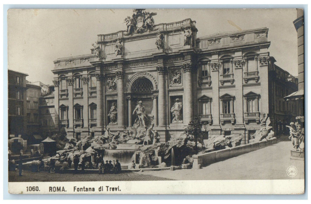 c1910 The Trevi Fountain Rome Italy Antique Unposted RPPC Photo Postcard