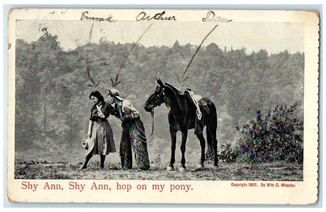 1908 Shy Ann Shy Ann Hop On My Pony New York NY Posted Antique Postcard