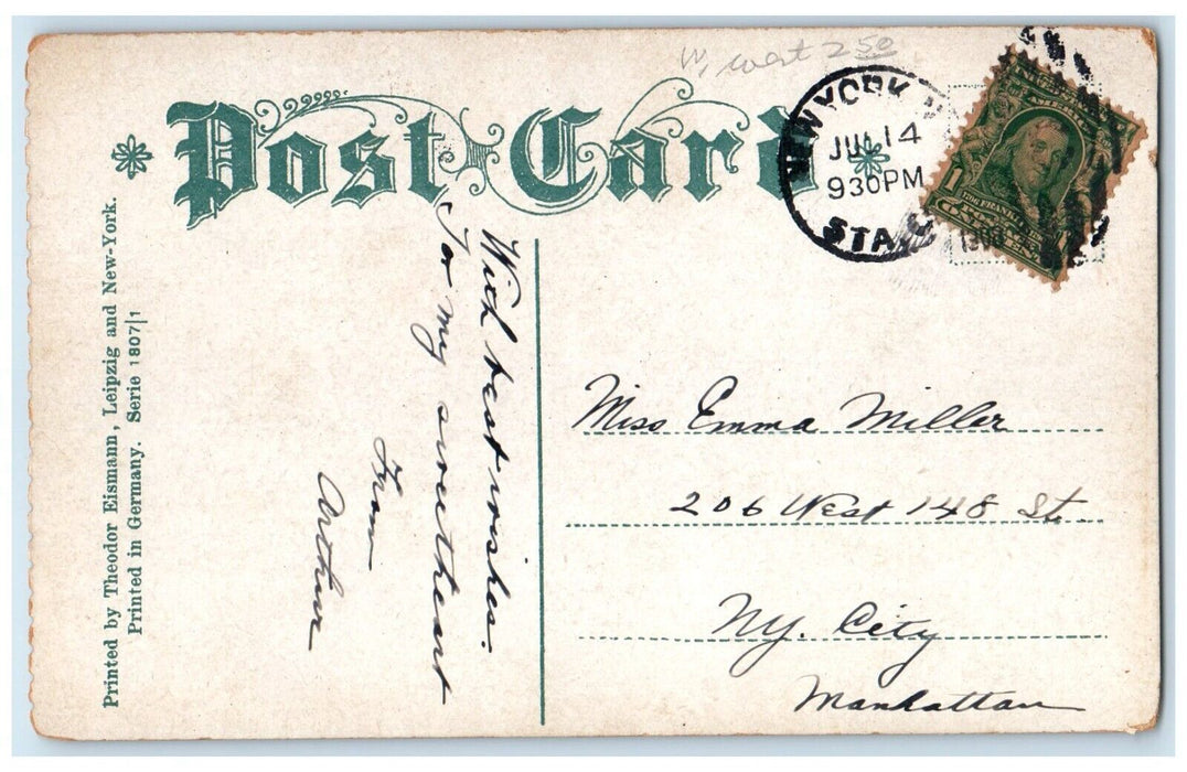 1908 Shy Ann Shy Ann Hop On My Pony New York NY Posted Antique Postcard