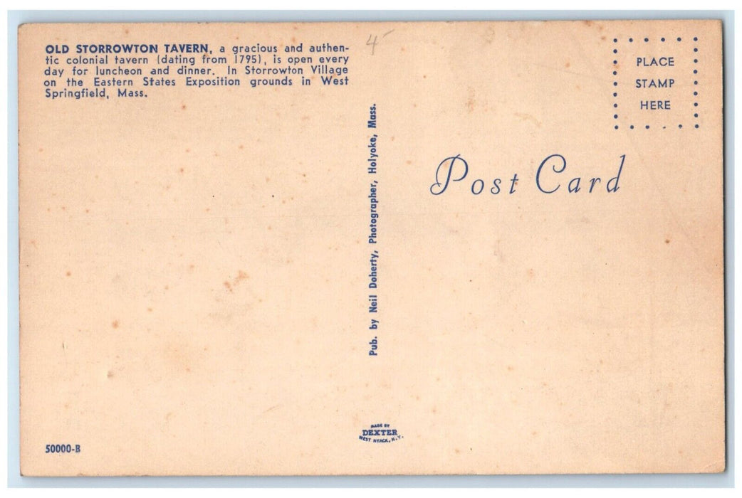 c1960 Old Storrowton Tavern Village West Springfield Massachusetts MA Postcard