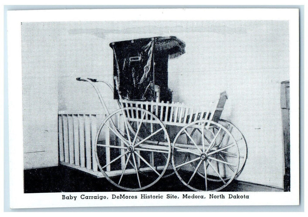 c1940 Baby Carriage DeMores Historic Site Medora North Dakota Vintage Postcard