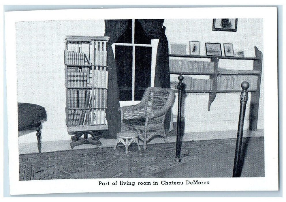 c1940 Part Of Living Room Chateau DeMores North Dakota Vintage Antique Postcard