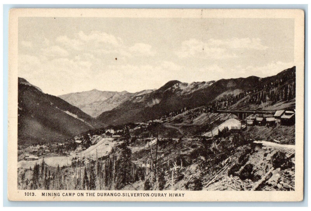 c1940 Aerial View Mining Camp Durango Silverton Ouray Hiway Colorado CO Postcard