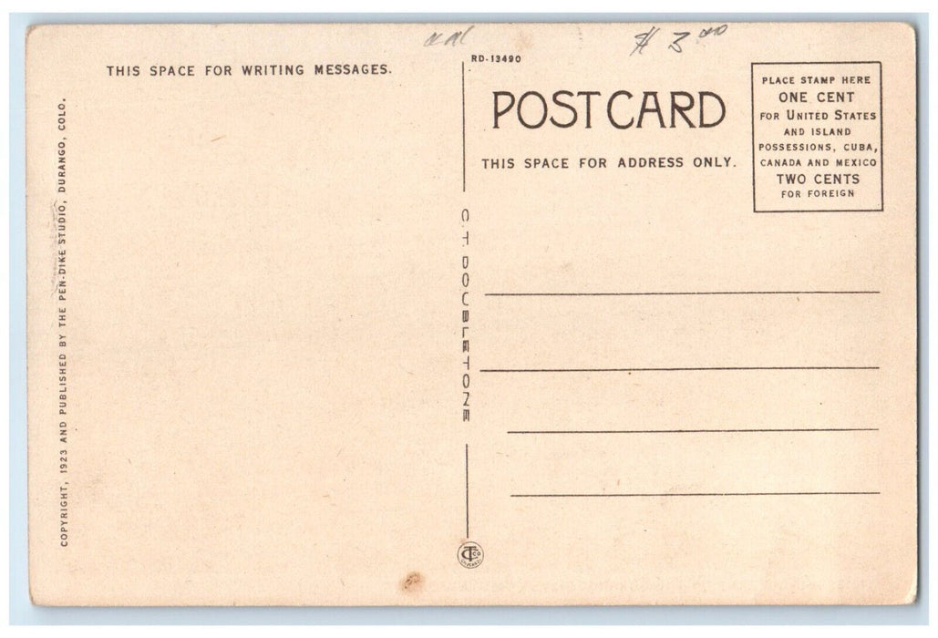 c1940 Aerial View Mining Camp Durango Silverton Ouray Hiway Colorado CO Postcard