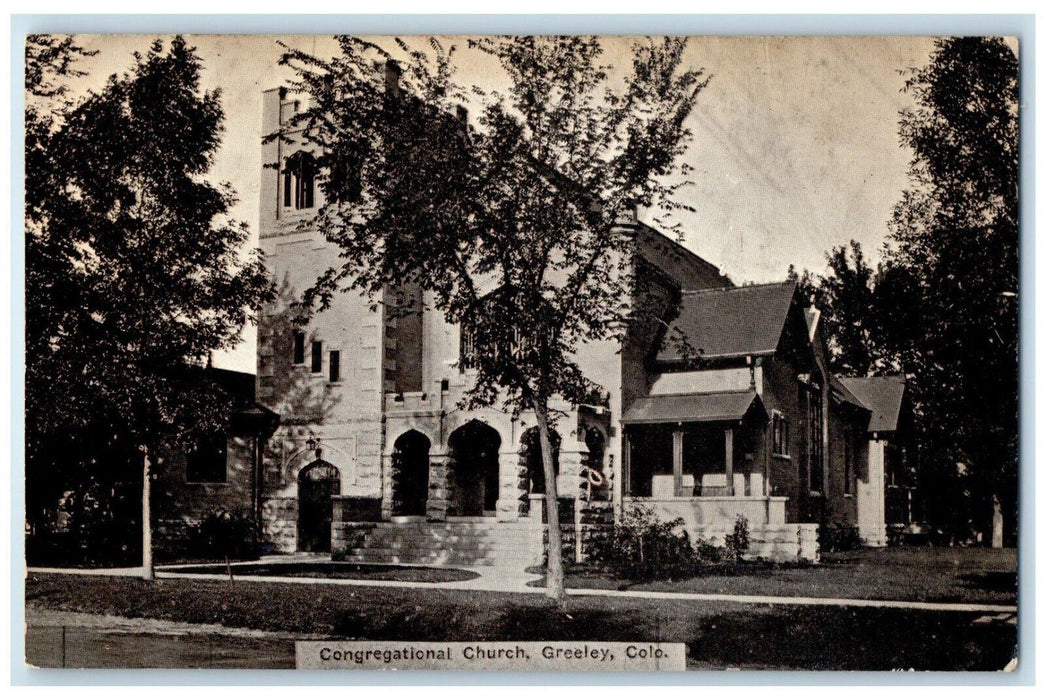 c1940 Exterior View Congregational Church Building Greeley Colorado CO Postcard