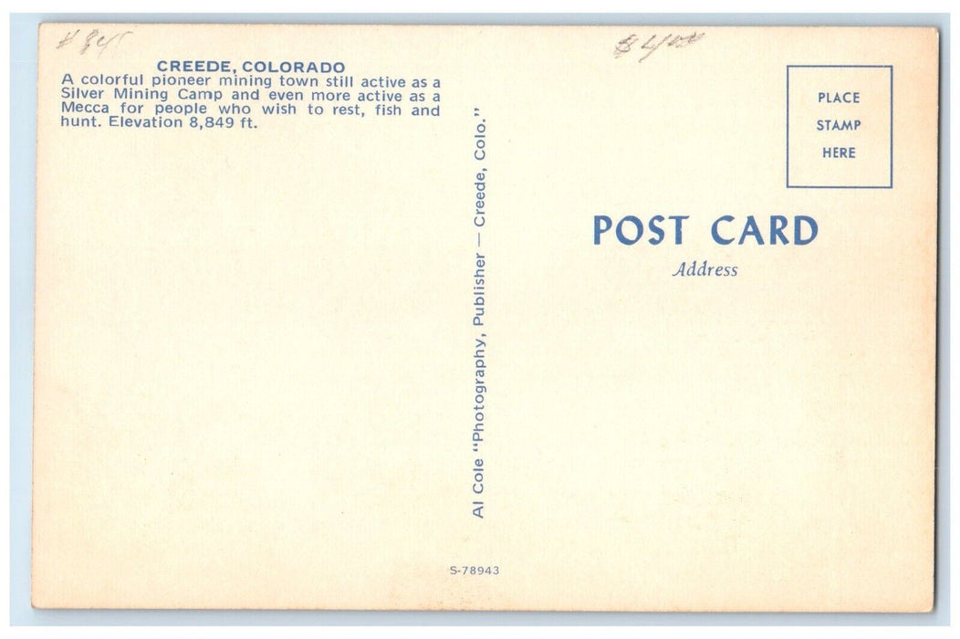 1960 Silver Mining Camp Mountains Buildings Classic Car Creede Colorado Postcard