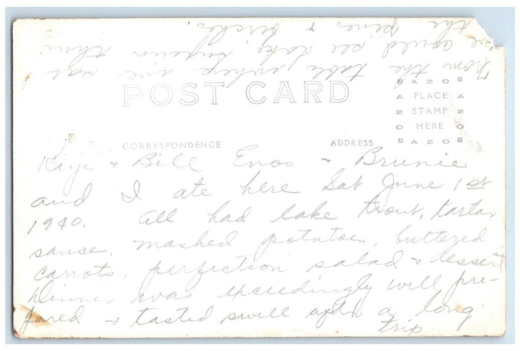 c1930's Rustic Inn Dining Room Two Harbors Minnesota MN RPPC Photo Postcard