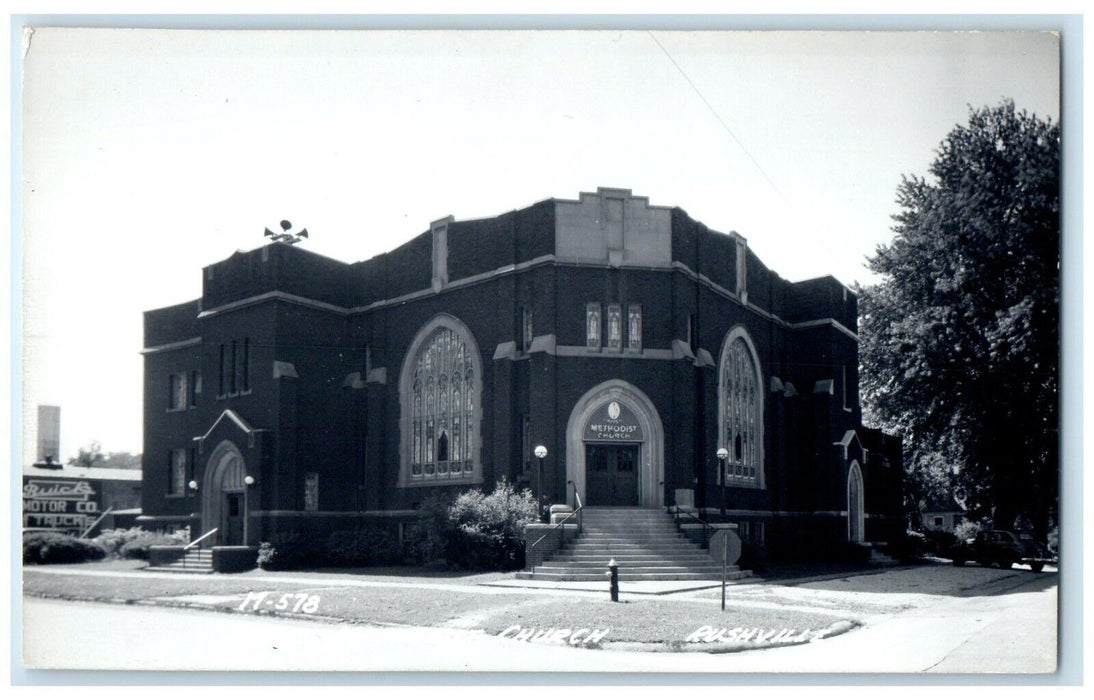 c1940's Methodist Church Rushville Illinois IL RPPC Photo Vintage Postcard