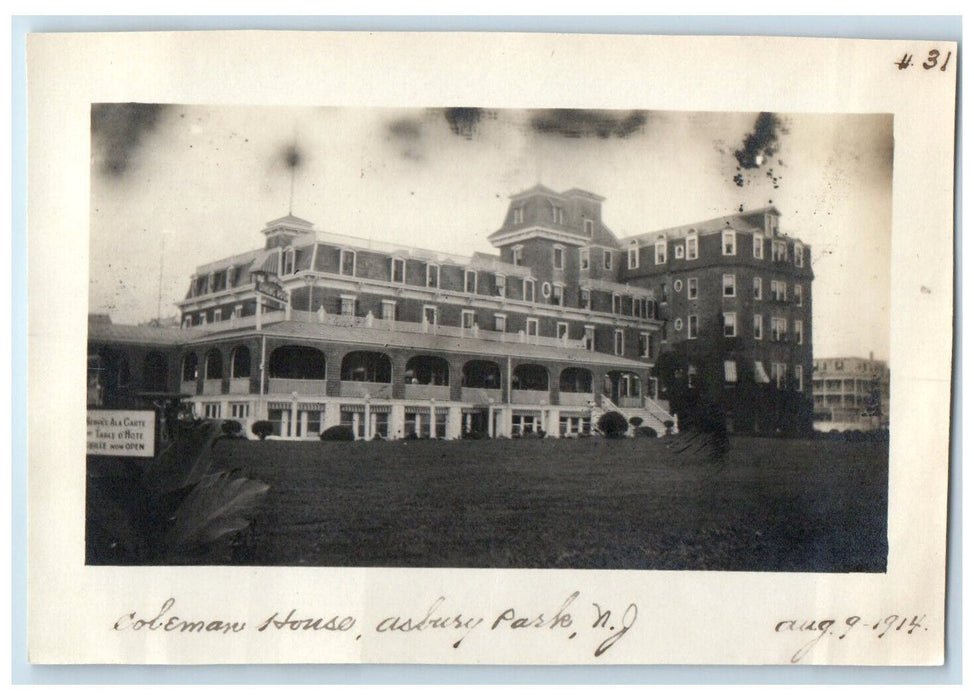 1914 Coleman House Building Asbury Park New Jersey NJ Antique Photo