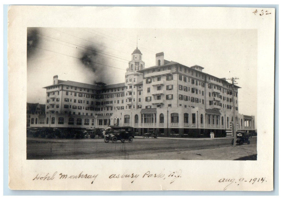 1914 Hotel Monteroy Building View Asbury Park New Jersey NJ Antique Photo