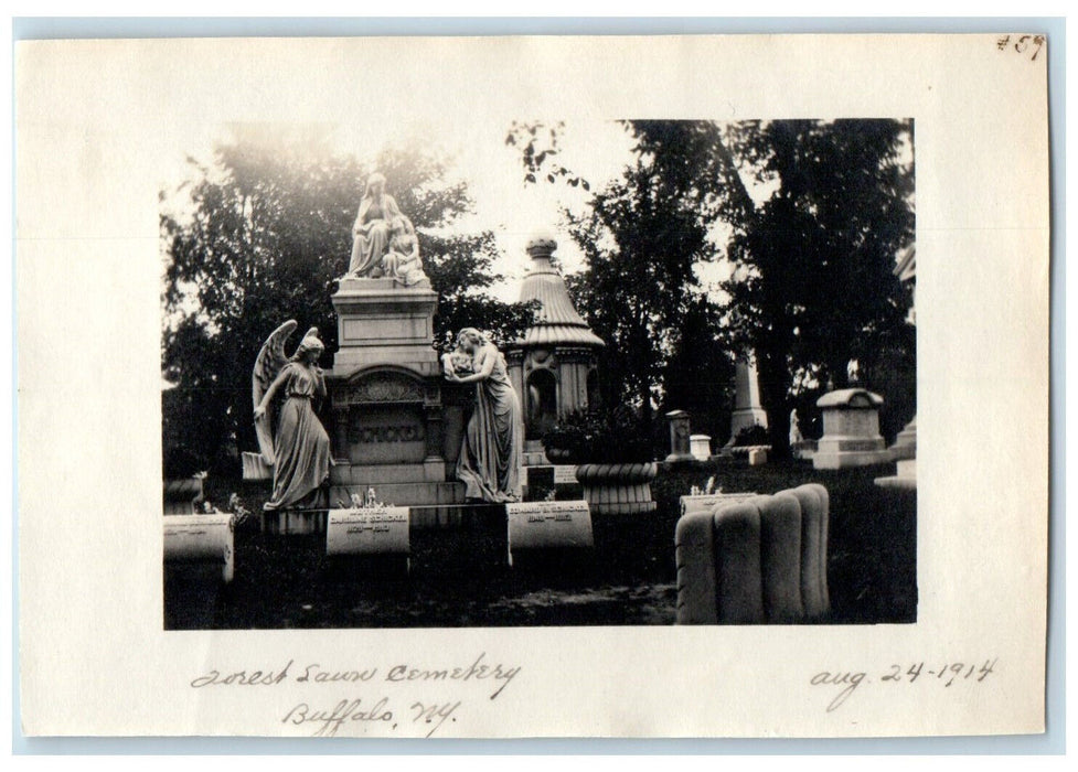 1914 Monument in Forest Lawn Cemetery Buffalo New York NY Antique Photo