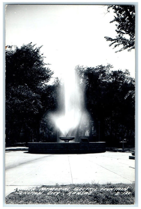 Callen Memorial Electric Fountain Junction City Kansas KS RPPC Photo Postcard