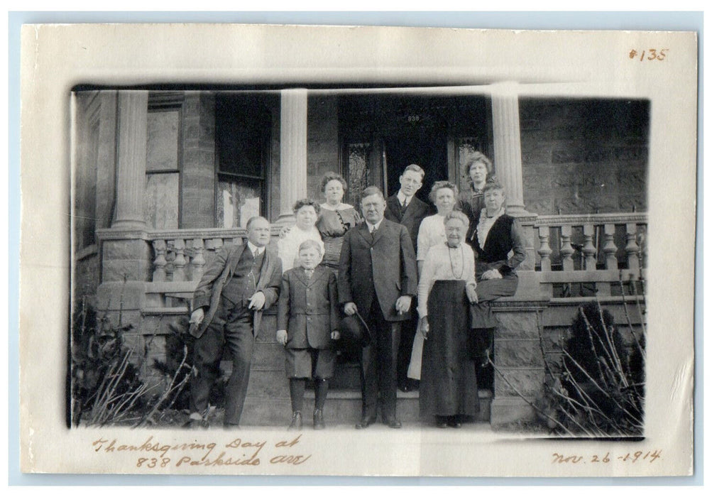 1914 Thanksgiving Day at 838 Parkside Avenue Trenton New Jersey NJ Photo