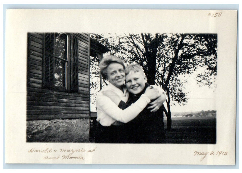 1915 Marjorie & Harold at Aunt Mamis Princeton New Jersey NJ Antique Photo