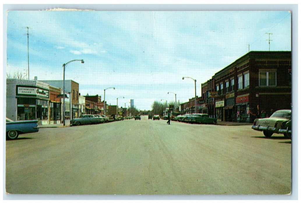 1963 Busy Day Downtown Business Section Classic Cars Yuma Colorado CO Postcard