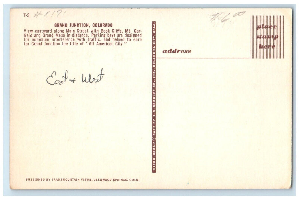 c1950's Main Street View Furniture Cars Grand Junction Colorado CO Postcard