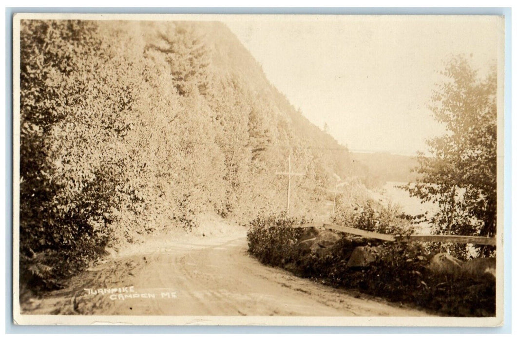 c1930's Turnpike Camden Maine ME, Cross Dirt Road RPPC Photo Vintage Postcard