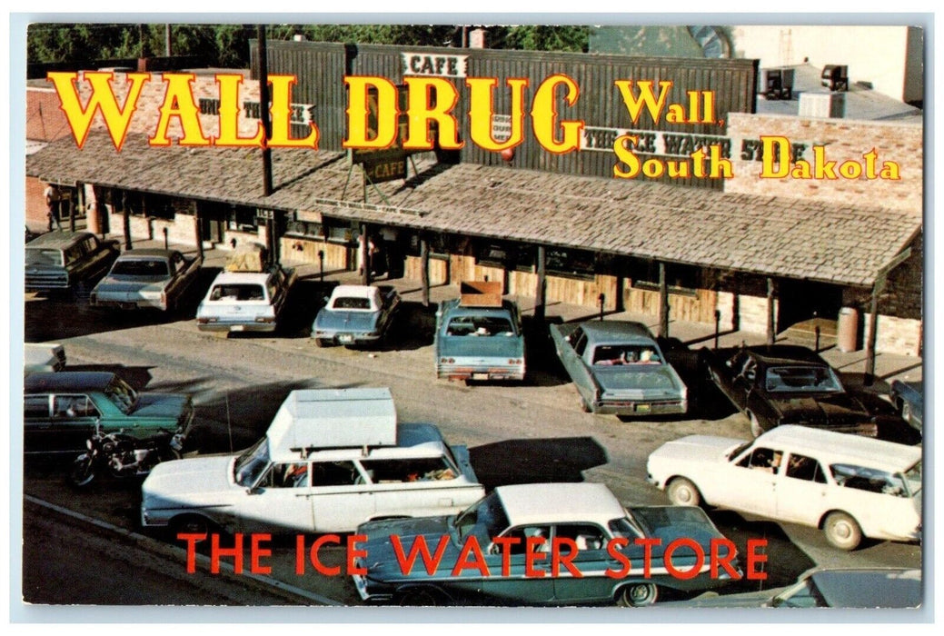 c1960 Wall Drug Ice Water Store Exterior Building Wall South Dakota SD Postcard