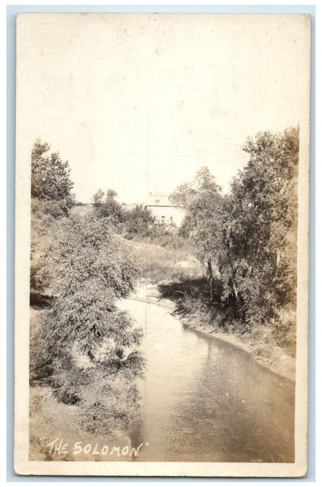 c1910's View Of The Solomon River Kansas KS RPPC Photo Unposted Antique Postcard