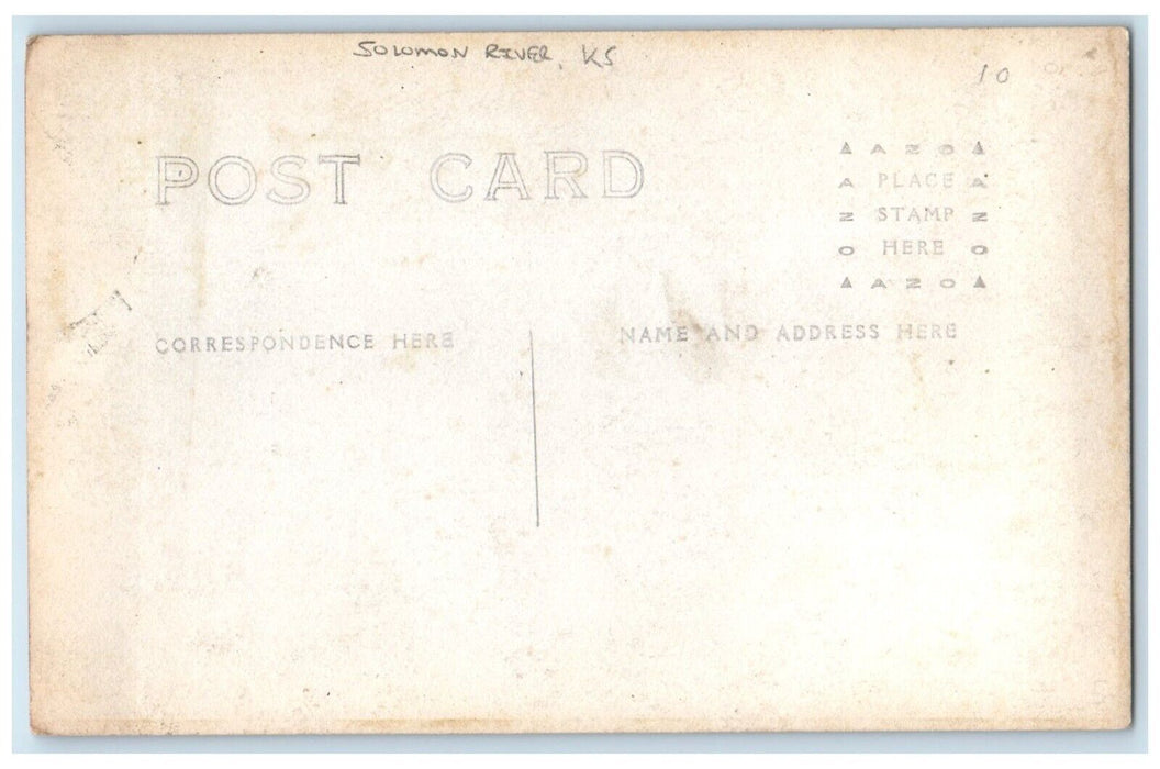 c1910's View Of The Solomon River Kansas KS RPPC Photo Unposted Antique Postcard