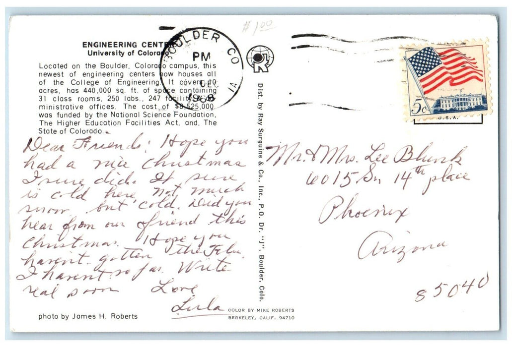 c1968 Engineering Center University Colorado Building Boulder Colorado Postcard