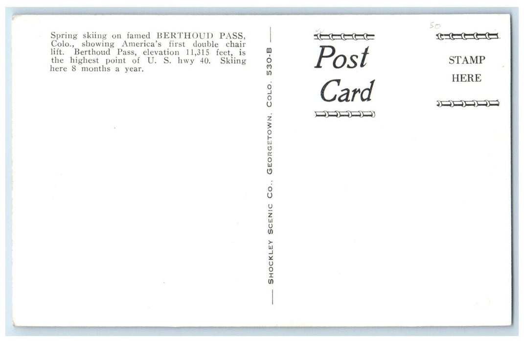 Berthoud Pass Winter Sports Area Arapaho National Forest CO RPPC Photo Postcard