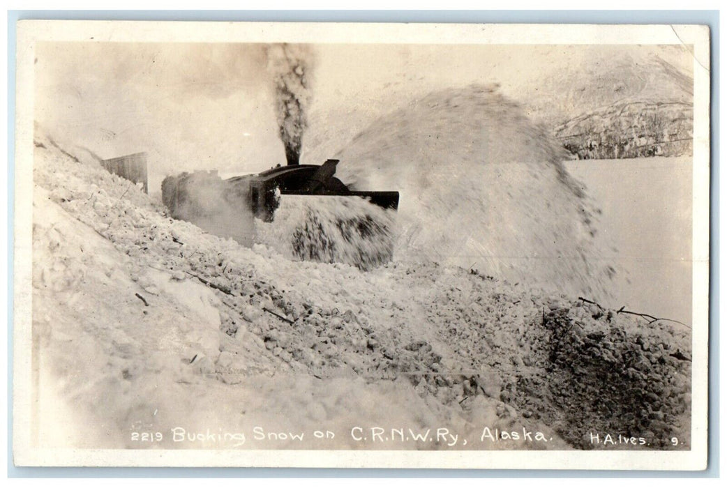 c1910's Bucking Snow On CRNW Railway Train Alaska AK RPPC Photo Antique Postcard