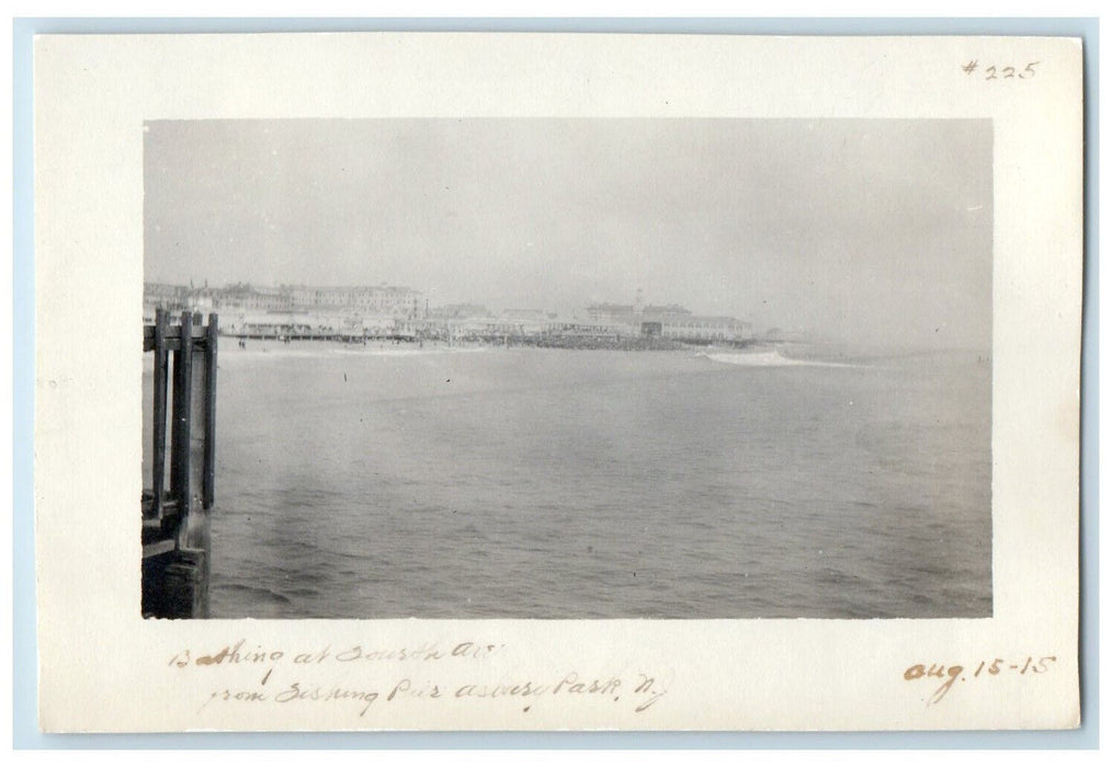 1915 Bathing From Fishing Pier Asbury Park New Jersey NJ Antique Photo