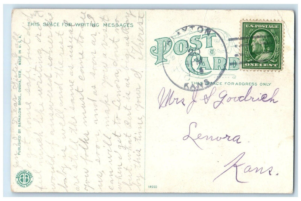 1918 Welcome Arch Moonlight Night Moon Store Exterior Omaha Nebraska NE Postcard