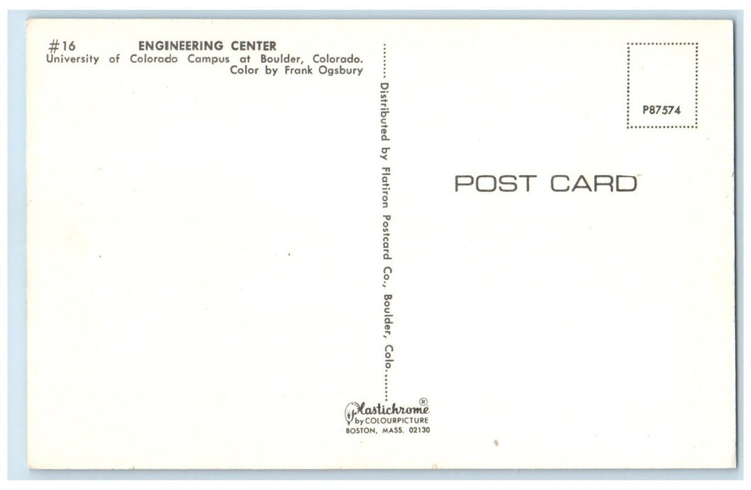 c1960 Engineering Center University Colorado Campus Boulder Colorado CO Postcard