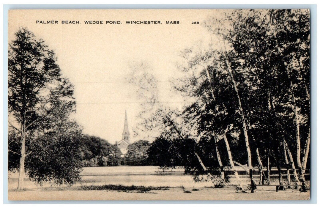 c1940 Palmer Beach Wedge Pond Exterior Winchester Massachusetts Vintage Postcard