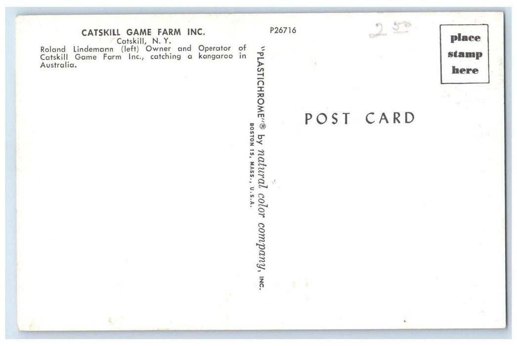 c1960 Roland Lindemann Catskill Game Farm Inc Catskill New York Antique Postcard