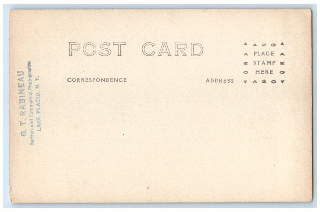c1918 Ship Stuck In Ice Frozen Rabineau Lake Placid NY RPPC Photo Postcard