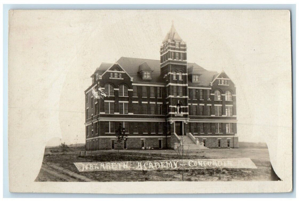 c1905 Nazareth Academy Building View Concordia Kansas KS RPPC Photo Postcard