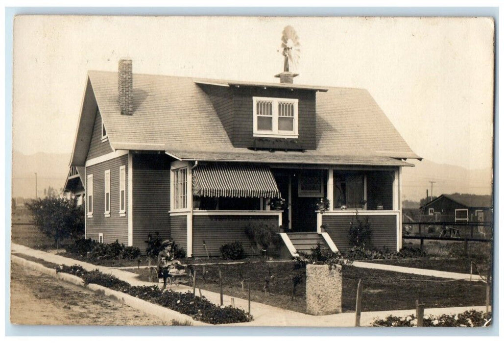 1907 Colegrove House Boy Toy Car Dog Los Angeles CA RPPC Photo Postcard