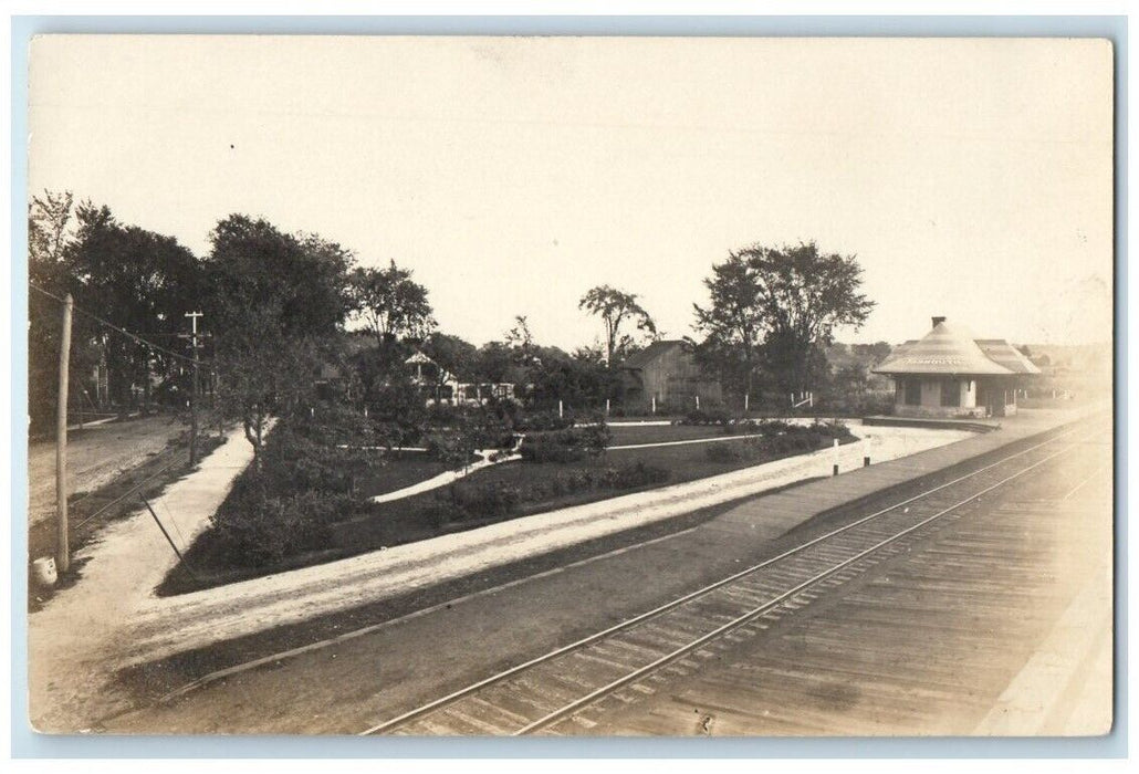 c1910's Railroad Train Depot View Yarmouth Maine ME RPPC Photo Postcard