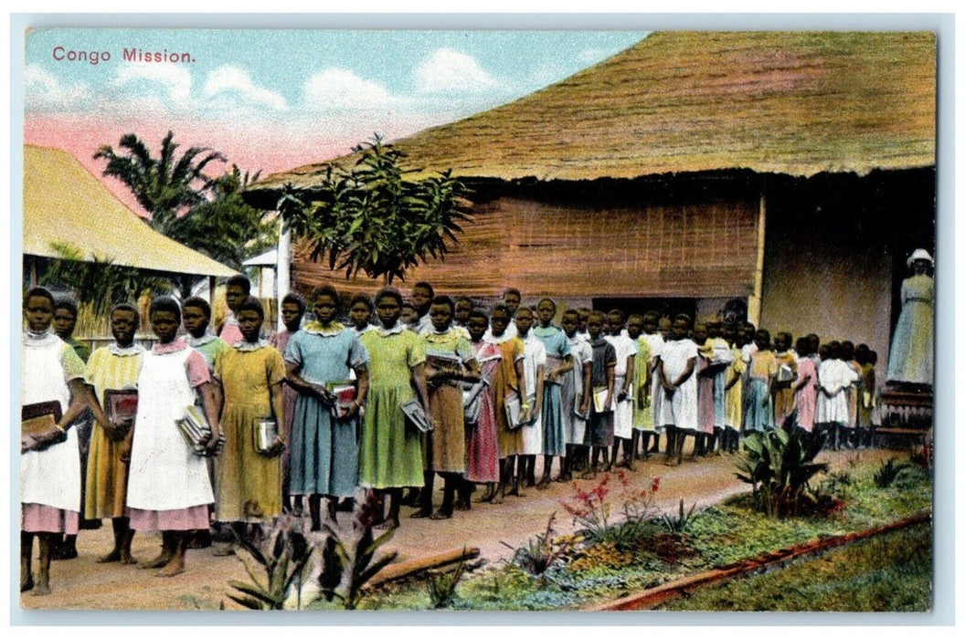 Girls In Pantops Home School Luebo Christian Missionary Congo Mission Postcard