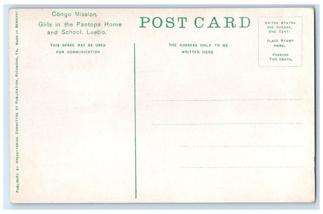 Girls In Pantops Home School Luebo Christian Missionary Congo Mission Postcard