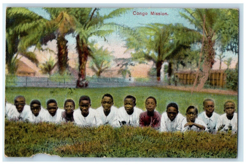c1910's School Boys At Luebo Christian Missionary Congo Mission Postcard
