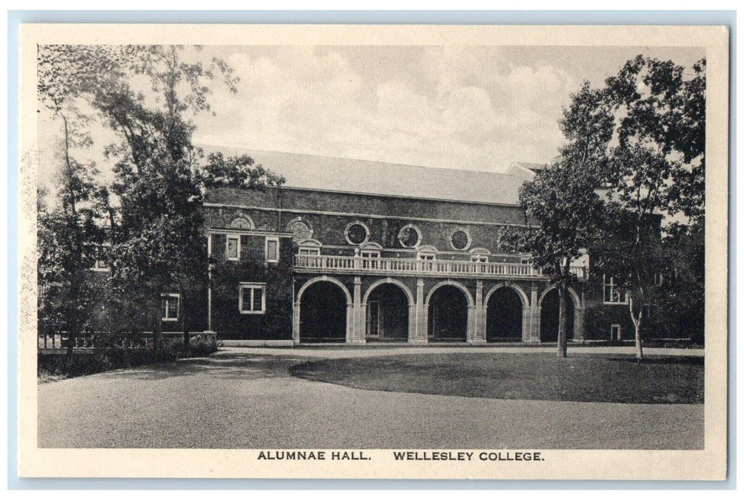 c1930's Alumnae Hall Building Wellesley College Massachusetts MA Postcard