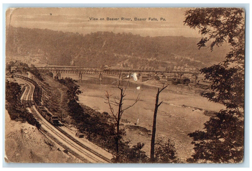 1909 View On Beaver River Beaver Falls Pennsylvania PA Antique Postcard