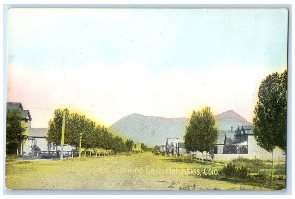 c1910's Bridge Street Looking East Hotchkiss Colorado CO, Mountain View Postcard