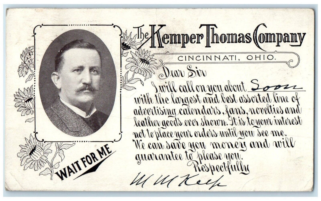 1906 The Kemper Thomas Company Salesman Cincinnati Ohio OH Antique Postcard