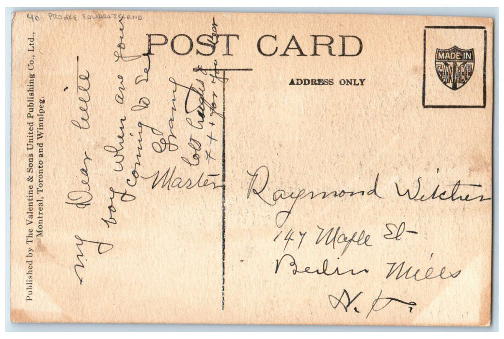 c1920's Farm Scene Prince Edward Island Canada Posted Antique Postcard