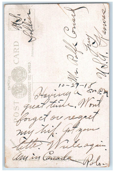 1918 Queenston Heights and Brock's Monument Canada Posted Antique Postcard