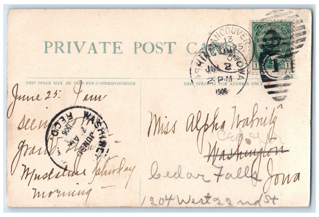 1906 CPR Crossing Skuzzy River Fraser Canyon British Columbia Canada Postcard