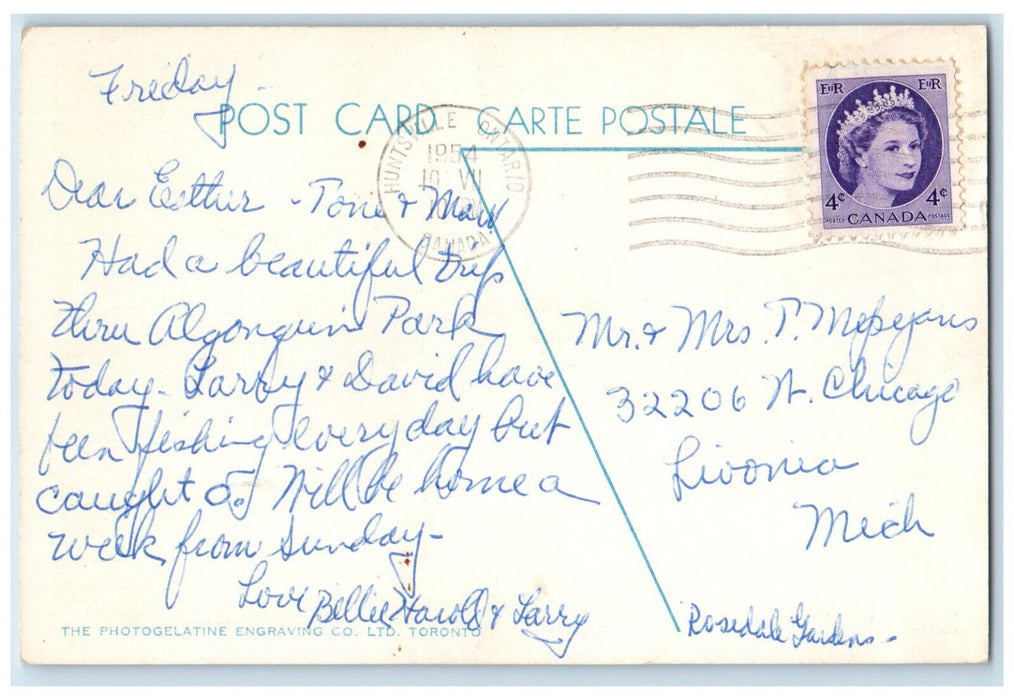 1954 Lookout Mountain Huntsville Muskoka Canada Vintage Posted Postcard