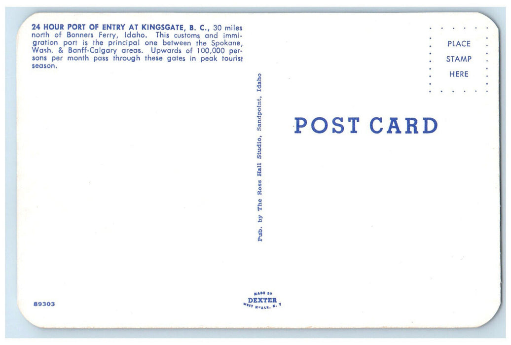 c1960's 24 Hour Port of Entry at Kingsgate British Columbia Canada Postcard