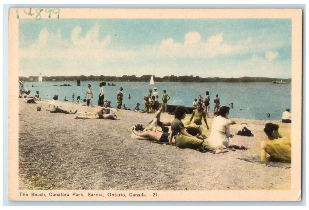 c1930's The Beach Scene Canatara Park Sarnia Ontario Canada Unposted Postcard