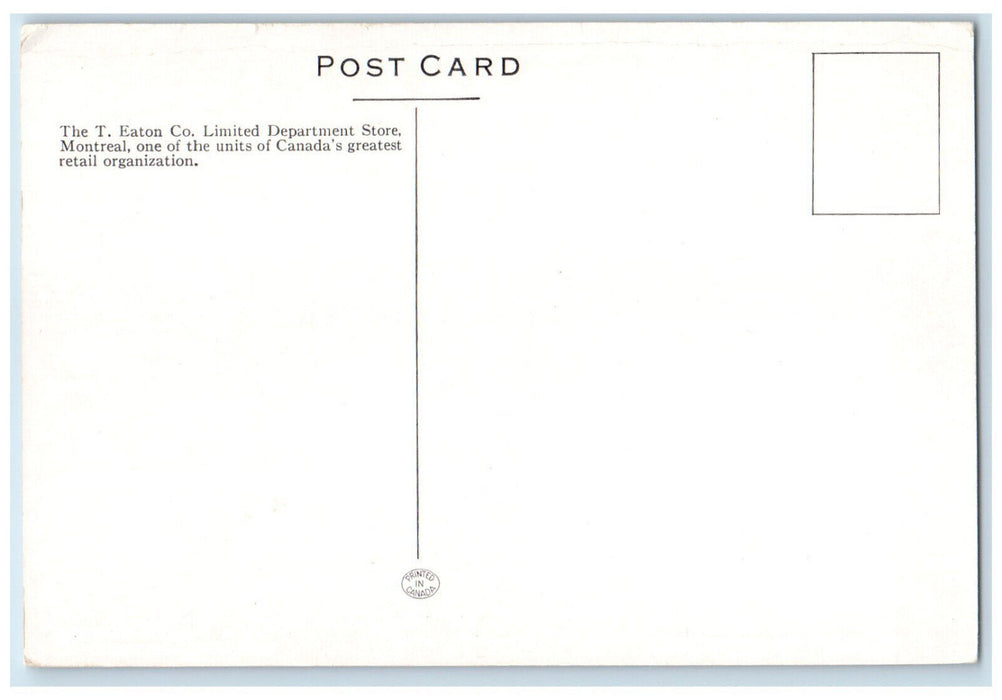 c1930's The T. Eaton Co. Limited Department Store Montreal Canada Postcard